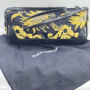 Dolce & Gabbana Black & Gold Embroidered Shoulder Bag Metallic  Accents Dust Bag